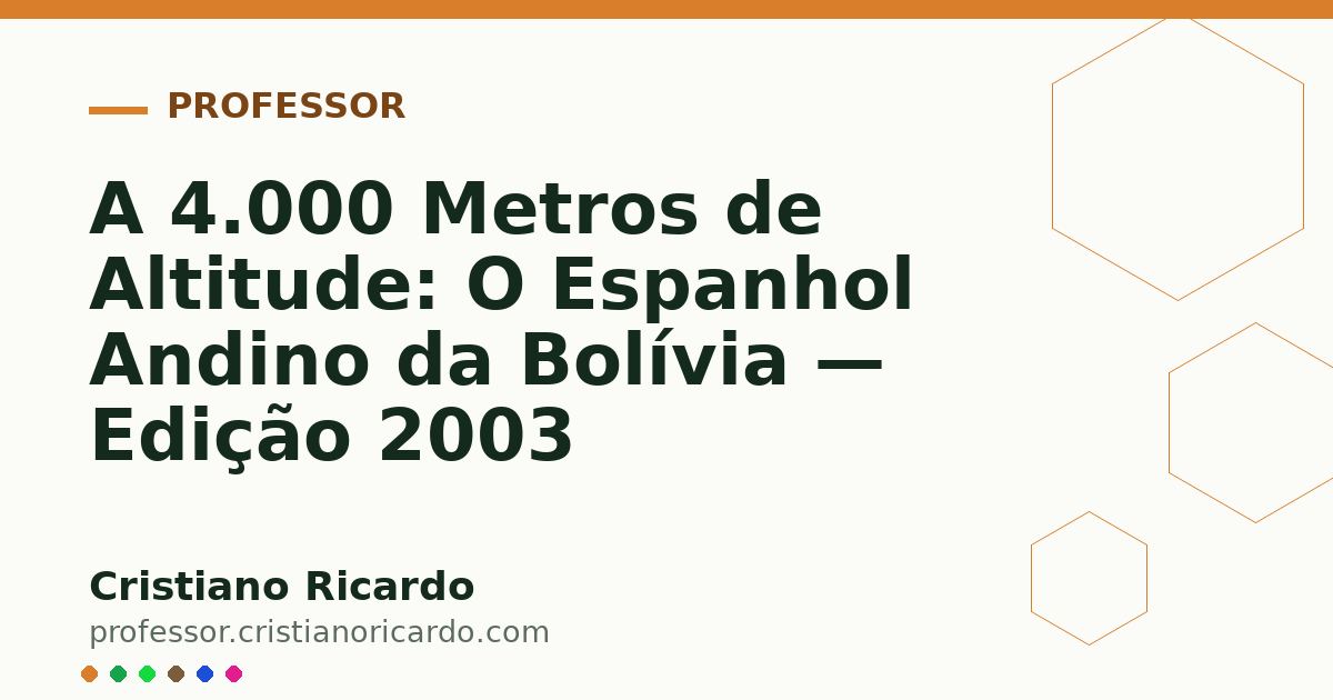 Card OG automático: A 4.000 Metros de Altitude: O Espanhol Andino da Bolívia — Edição 2003