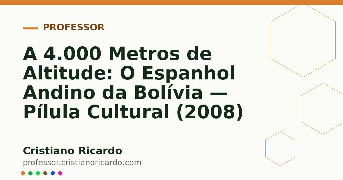 Card OG automático: A 4.000 Metros de Altitude: O Espanhol Andino da Bolívia — Pílula Cultural (2008)