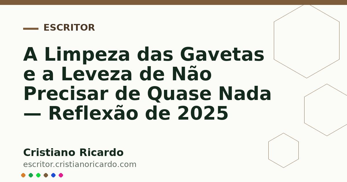 Card OG automático: A Limpeza das Gavetas e a Leveza de Não Precisar de Quase Nada — Reflexão de 2025