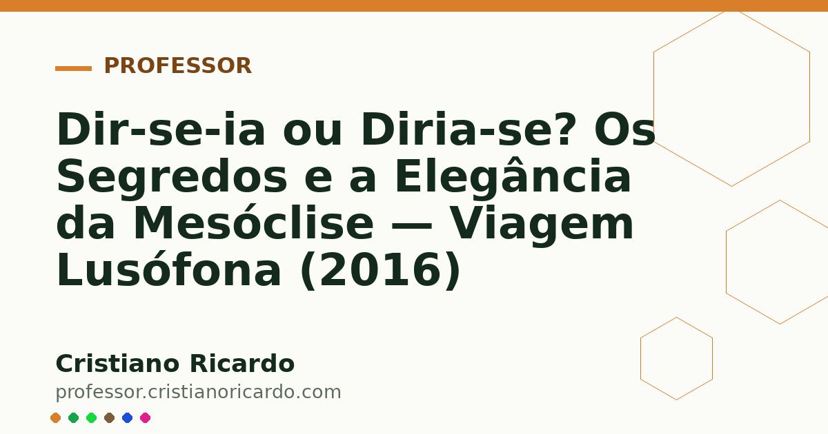 Card OG automático: Dir-se-ia ou Diria-se? Os Segredos e a Elegância da Mesóclise — Viagem Lusófona (2016)