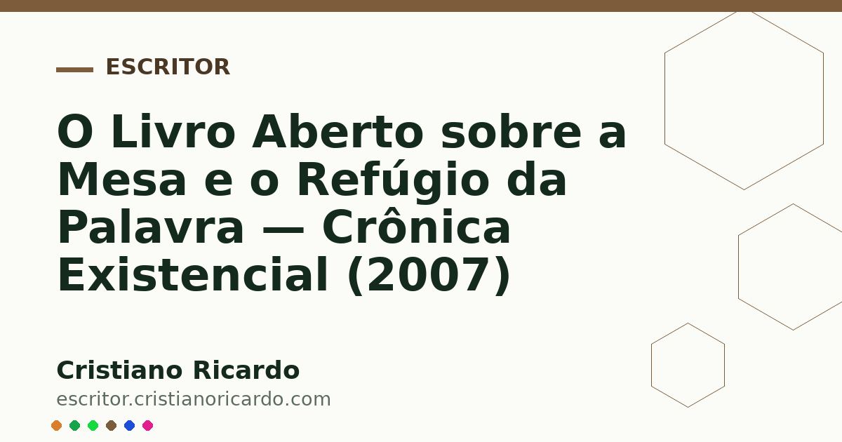 Card OG automático: O Livro Aberto sobre a Mesa e o Refúgio da Palavra — Crônica Existencial (2007)
