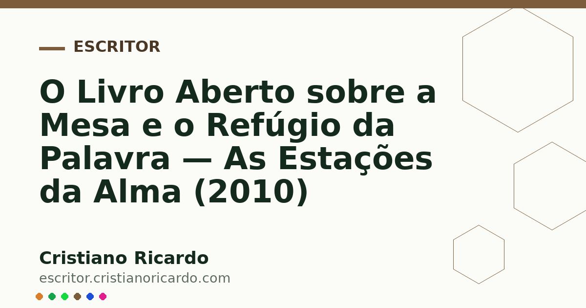 Card OG automático: O Livro Aberto sobre a Mesa e o Refúgio da Palavra — As Estações da Alma (2010)