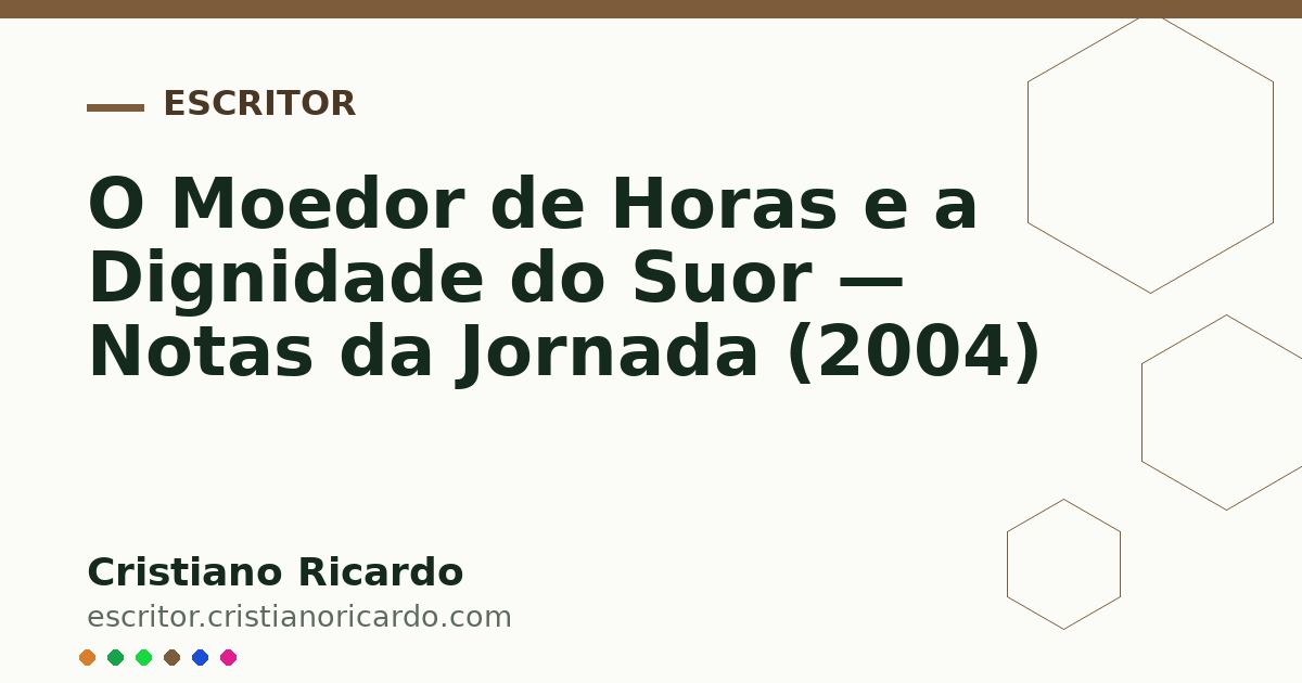 Card OG automático: O Moedor de Horas e a Dignidade do Suor — Notas da Jornada (2004)