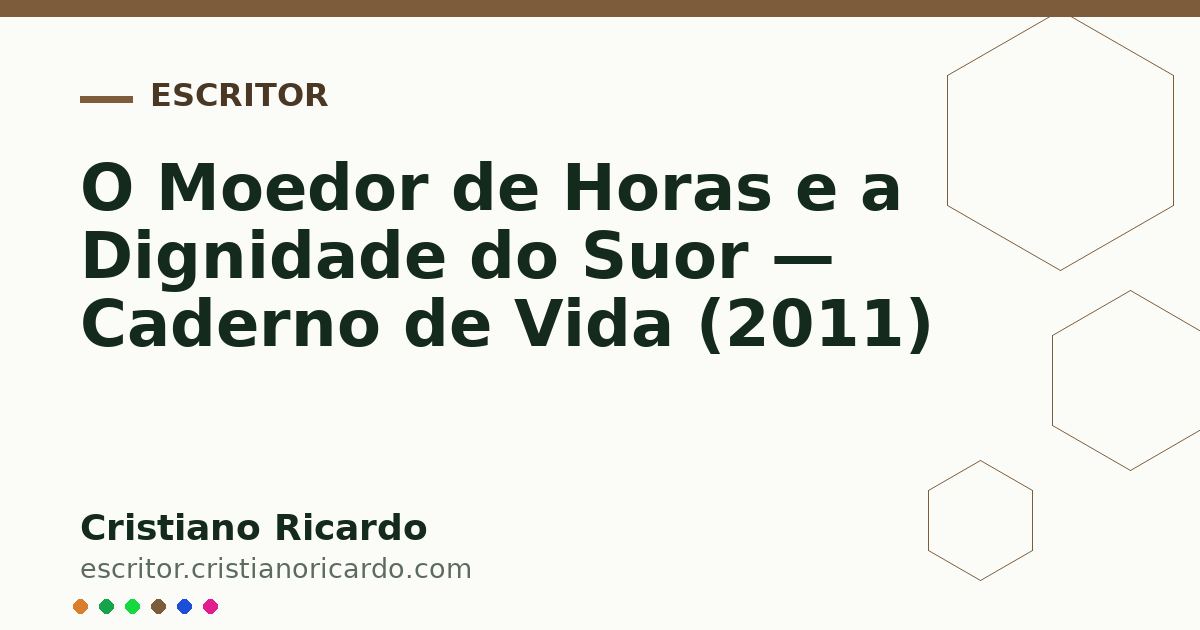 Card OG automático: O Moedor de Horas e a Dignidade do Suor — Caderno de Vida (2011)