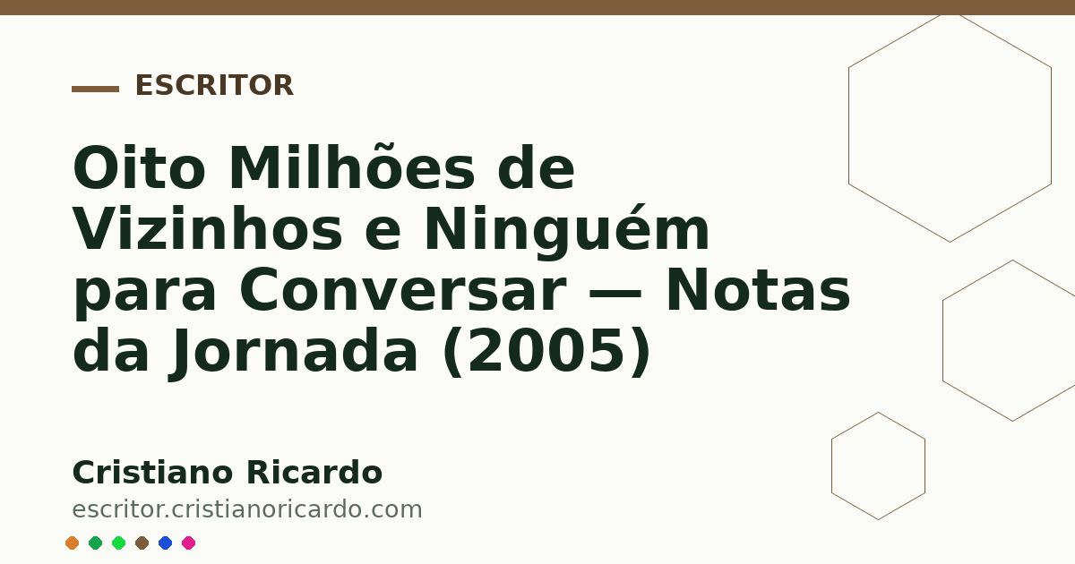 Card OG automático: Oito Milhões de Vizinhos e Ninguém para Conversar — Notas da Jornada (2005)