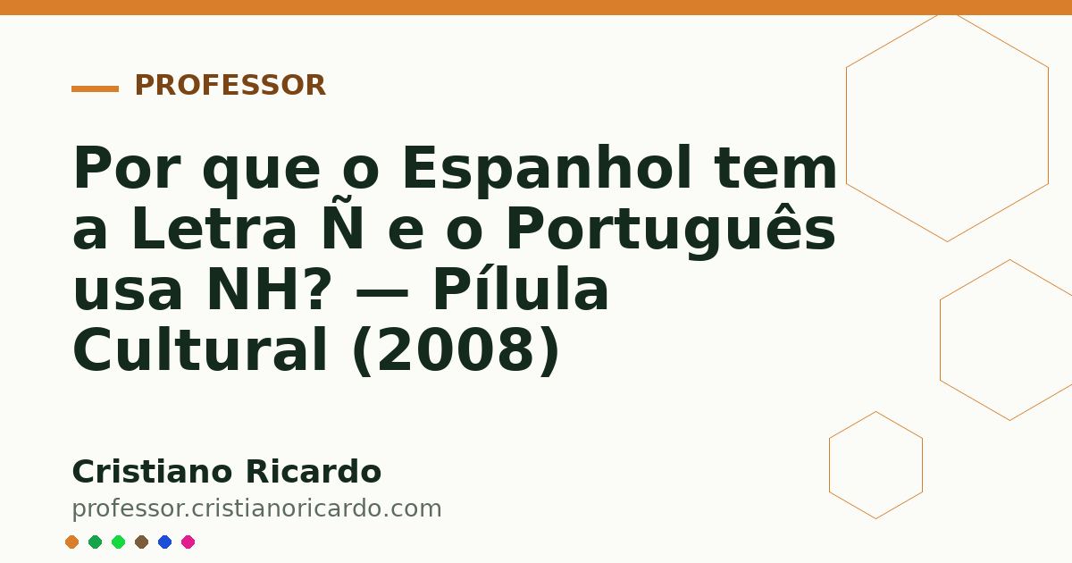 Card OG automático: Por que o Espanhol tem a Letra Ñ e o Português usa NH? — Pílula Cultural (2008)