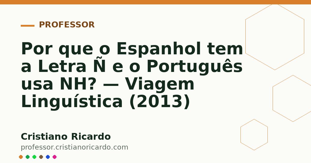 Card OG automático: Por que o Espanhol tem a Letra Ñ e o Português usa NH? — Viagem Linguística (2013)
