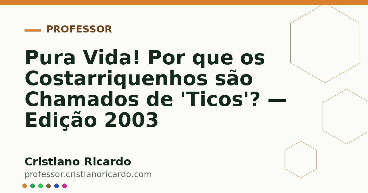 Card OG automático: Pura Vida! Por que os Costarriquenhos são Chamados de 'Ticos'? — Edição 2003