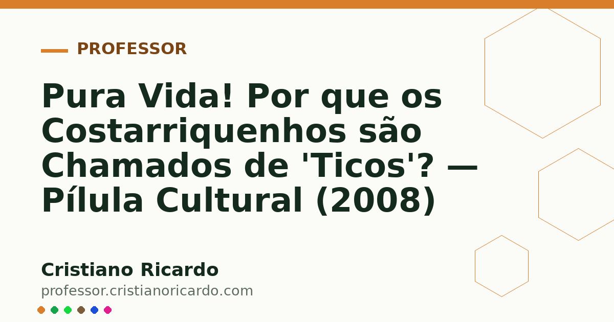 Card OG automático: Pura Vida! Por que os Costarriquenhos são Chamados de 'Ticos'? — Pílula Cultural (2008)