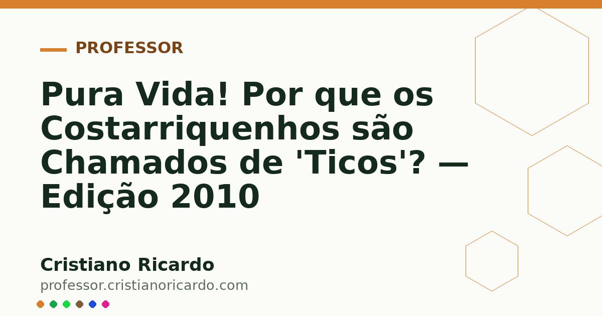 Card OG automático: Pura Vida! Por que os Costarriquenhos são Chamados de 'Ticos'? — Edição 2010